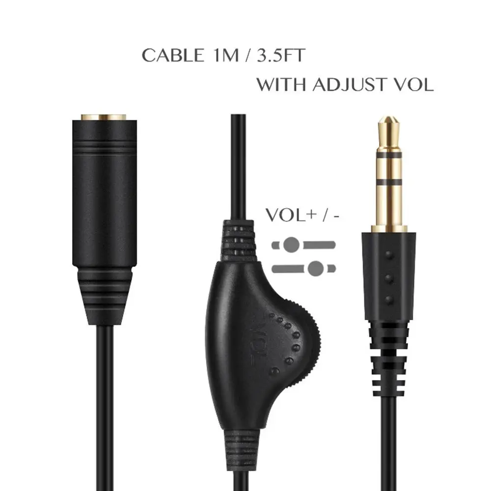 Electronics Earphone Accessories Headphone Extension Cord Cable Stereo Audio Adaptor Earphone In Line Volume Control Cable