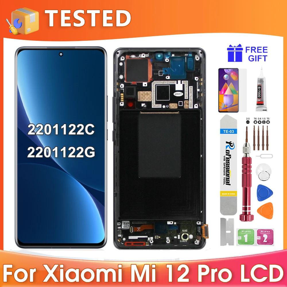 6.73\'\'For Xiaomi 12 Pro For  Mi 12 Pro 2201122C 2201122G LCD Display Touch Screen Digitizer Assembly Replacement