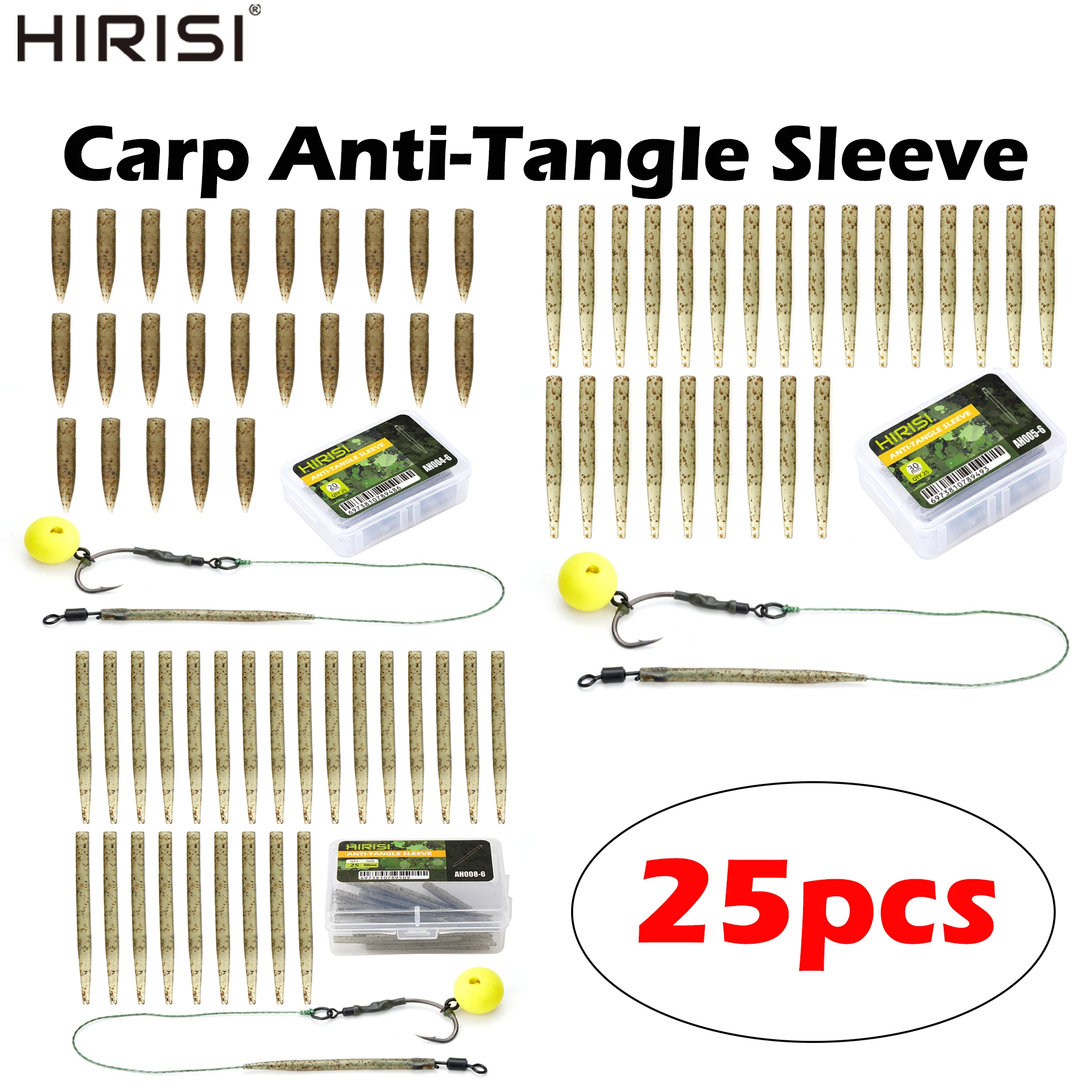 Hirisi Anti-Tangle Karpfenangel-Ärmel mit Haken-Endzubehör Angelzubehör für Angler