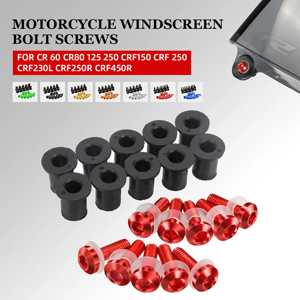 Motorcycle Windshield Bolts Kits Windscreen Screws Set For Honda CR 60 CR80 125 250 CRF150 CRF 250 CRF230L CRF250R CRF450R