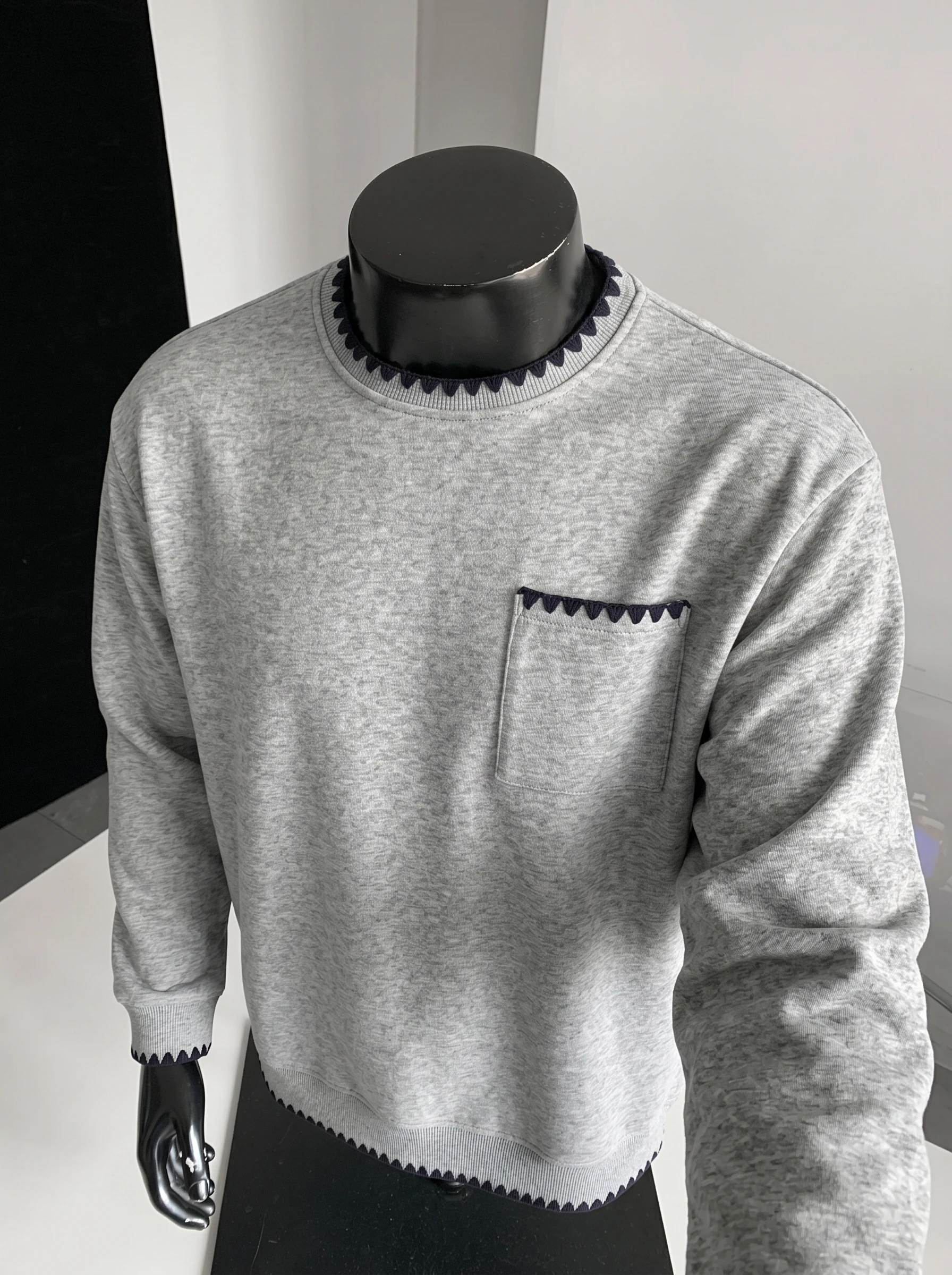 Felpa da Uomo Casual Larga con - Embroidery Zig Zag Stitch recensione e prezzo