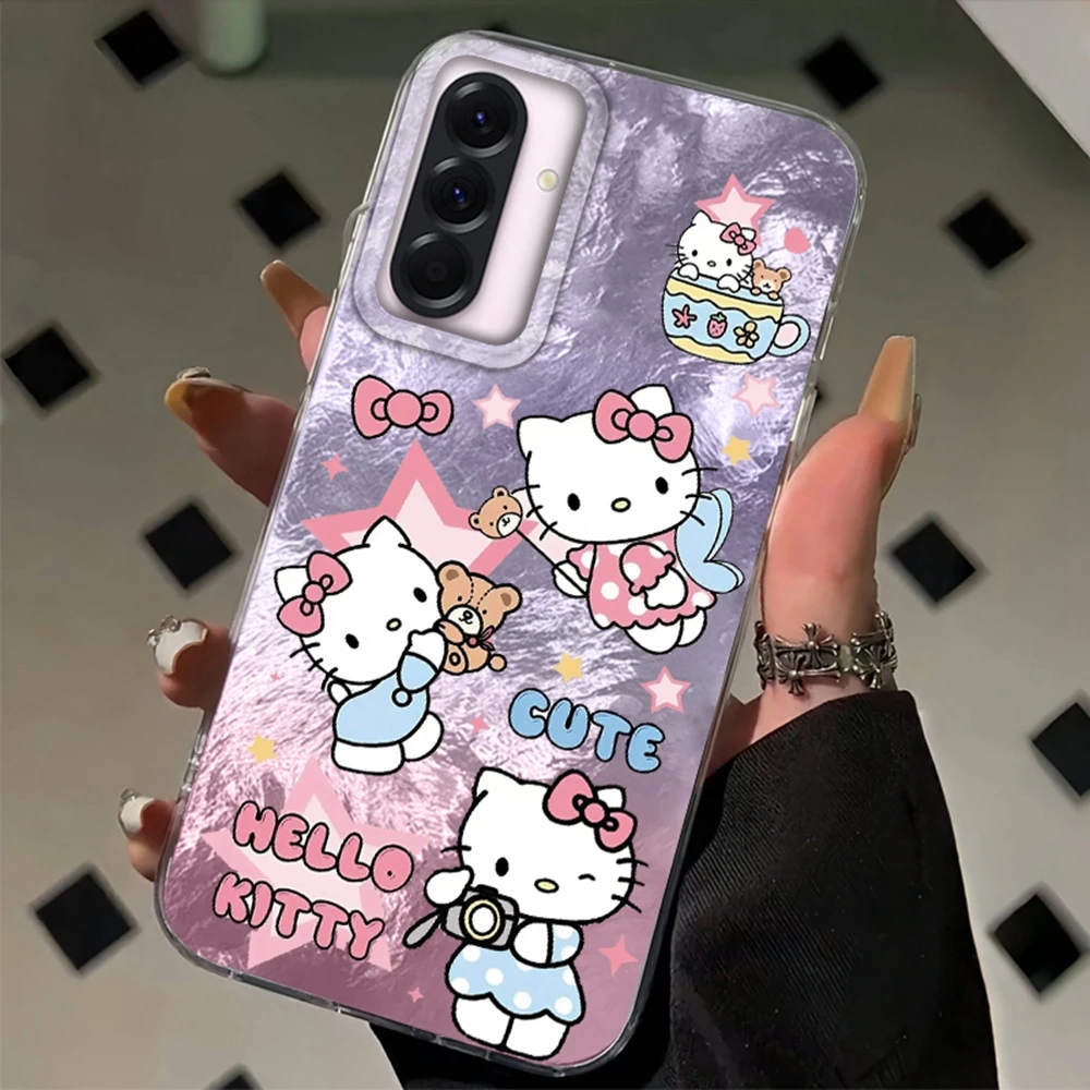 Casing Kartun Kucing Perempuan untuk Samsung Galaxy A16 A56 A17 A26 A36 A06 A07 A55 A35 A25 A54 S24 S25 Ultra S22 S23 FE Sampul Funda