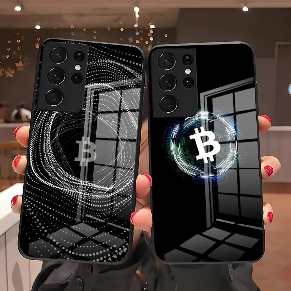 Luxury Bitcoin Phone Case For Samsung A57 A37 A33 5G A54 A36 A35 A56 A52 A17 Shockproof Glass Cover