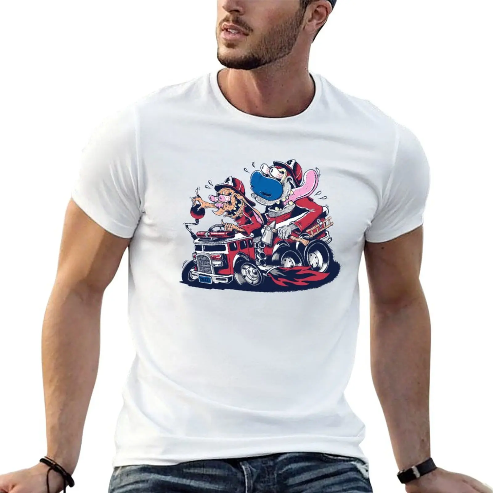 

and Stimpy 100% cotton heavy T-Shirt Ren man cotton tshirt t shirt