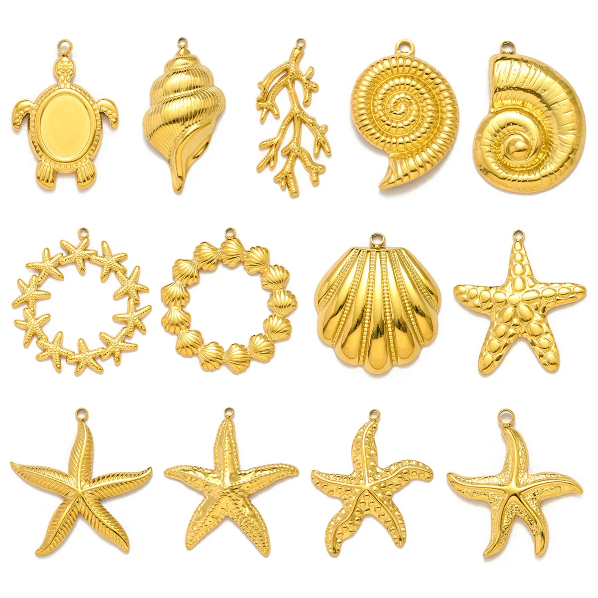

5Pcs/Lot Stainless Steel Turtle Charms Starfish Shell Pendants For DIY Making Bracelet Necklace Jewelry Accessory Wholesale