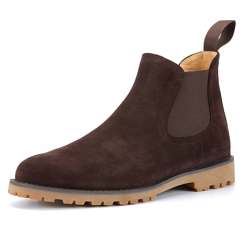 High Quality Classic British Top Grade Cowhide Suede Casual Shoes Men\'s Genuine Leather High Top Short Chelsea Boots for Men