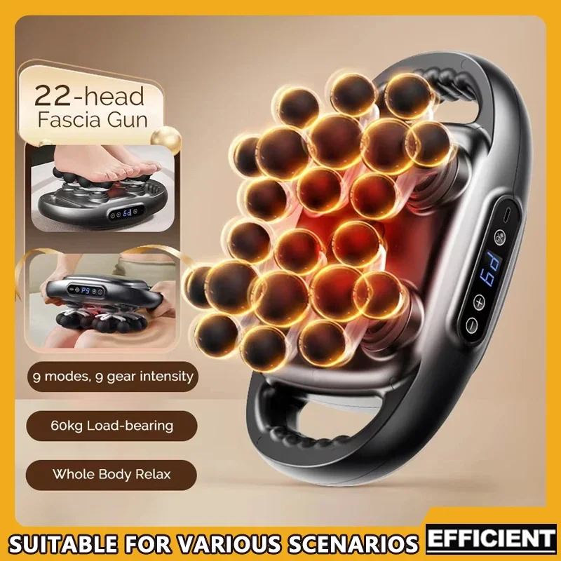 

22-Head High-Frequency Vibration Massage Gun Body Muscle Relief Tool for Back Waist Neck Shoulder Masajeador