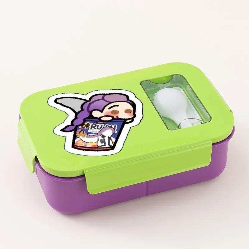 Kpop デーモンハンター ランチボックス アニメ プラスチックランチボックス スプーン付き 学生弁当箱 仕切り付き オフィス 学校食器用