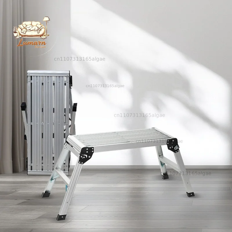 Portable Aluminum Alloy Step Stool, Heavy Duty Folding Ladder with Anti-Slip Feet for Car Wash, Home Repair,and Outdoor Working
