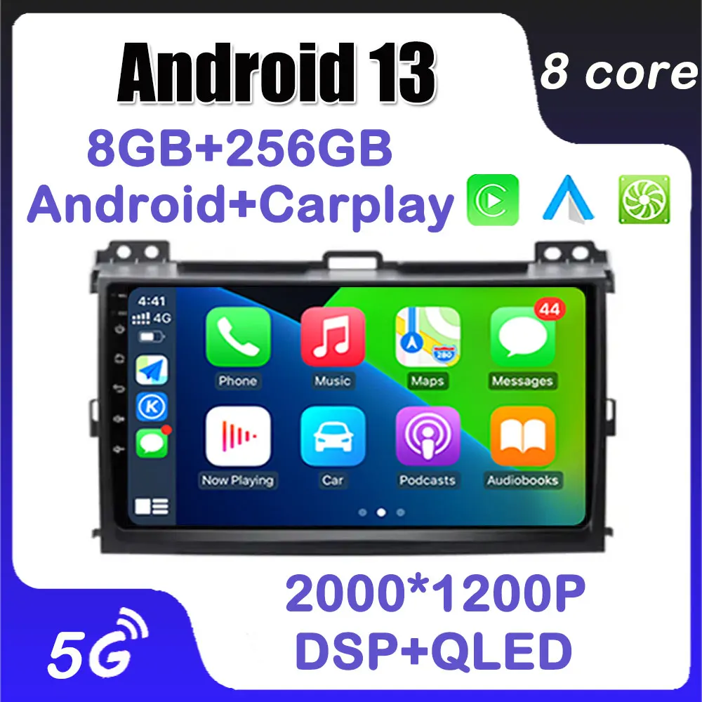 

Android 13 для Toyota Prado 120 2004 - 2009 авто беспроводной Carplay 4G LTE Поддержка DSP сенсорный экран навигация GPS No 2Din DVD