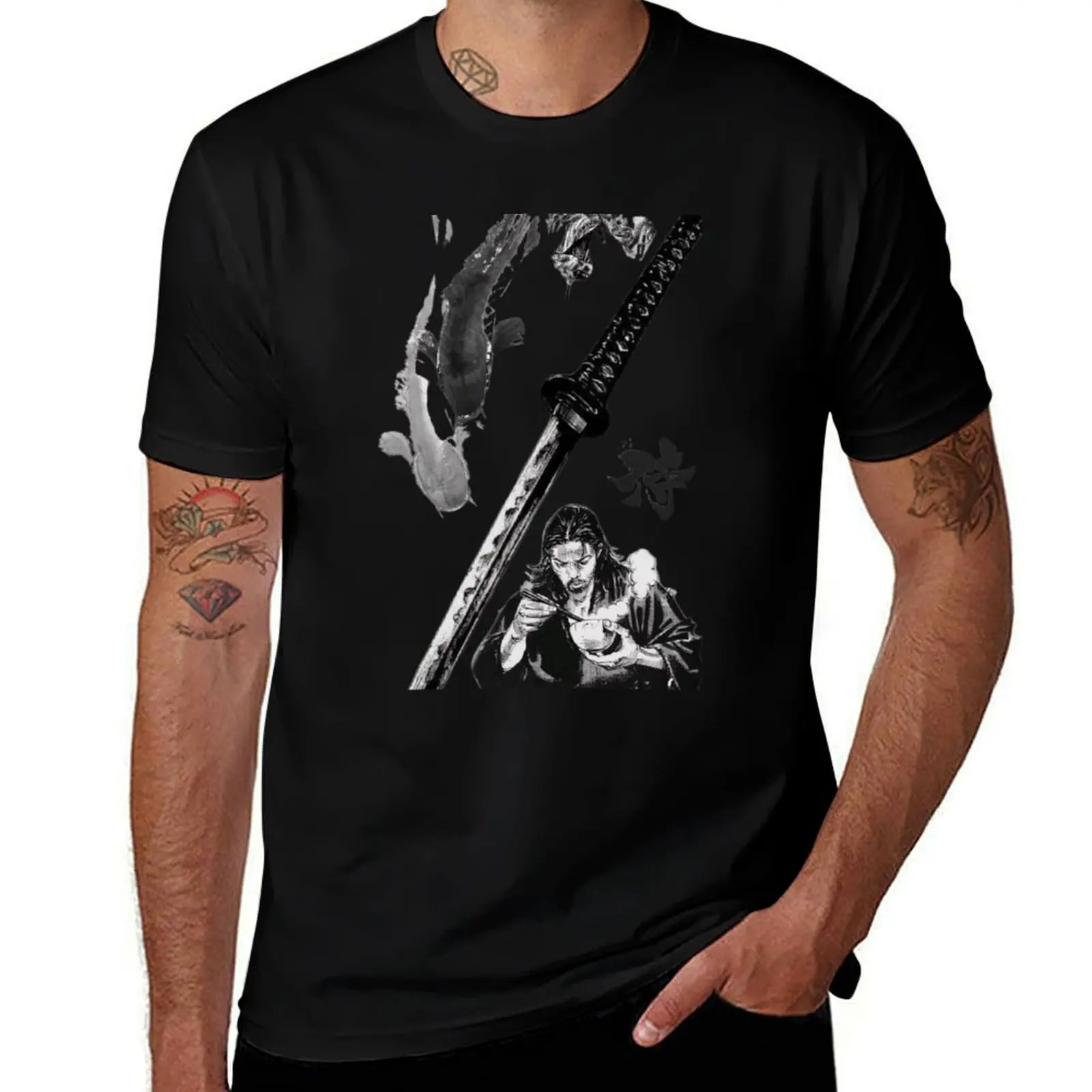 T-shirt The Blade and Tranquility à manches courtes imprimé pour l'été