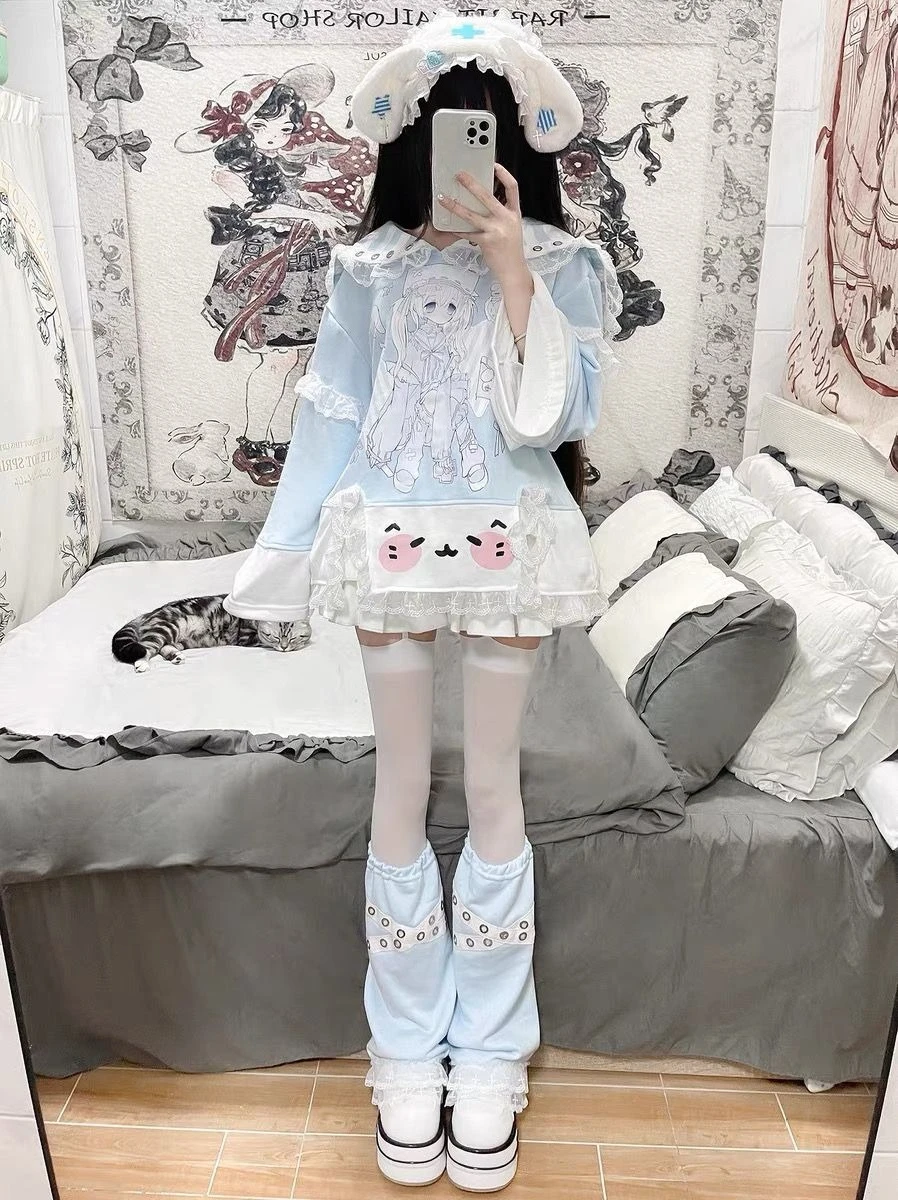 ثقافة فرعية اليابانية تي شيرت المرأة كم طويل مطبوعة مثير تيز أبلى Kawaii الملابس بلوزة مطبوعة Y2k بلايز شيك Harajuku #4