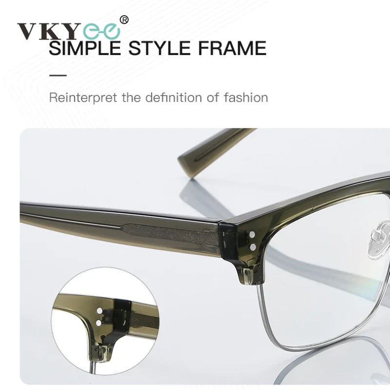 VKYEE Men\'s Large Frame Reading Glasses Men Anti-Blue Light Myopia Fashion Photochromic Prescription Customized Business PFD2203