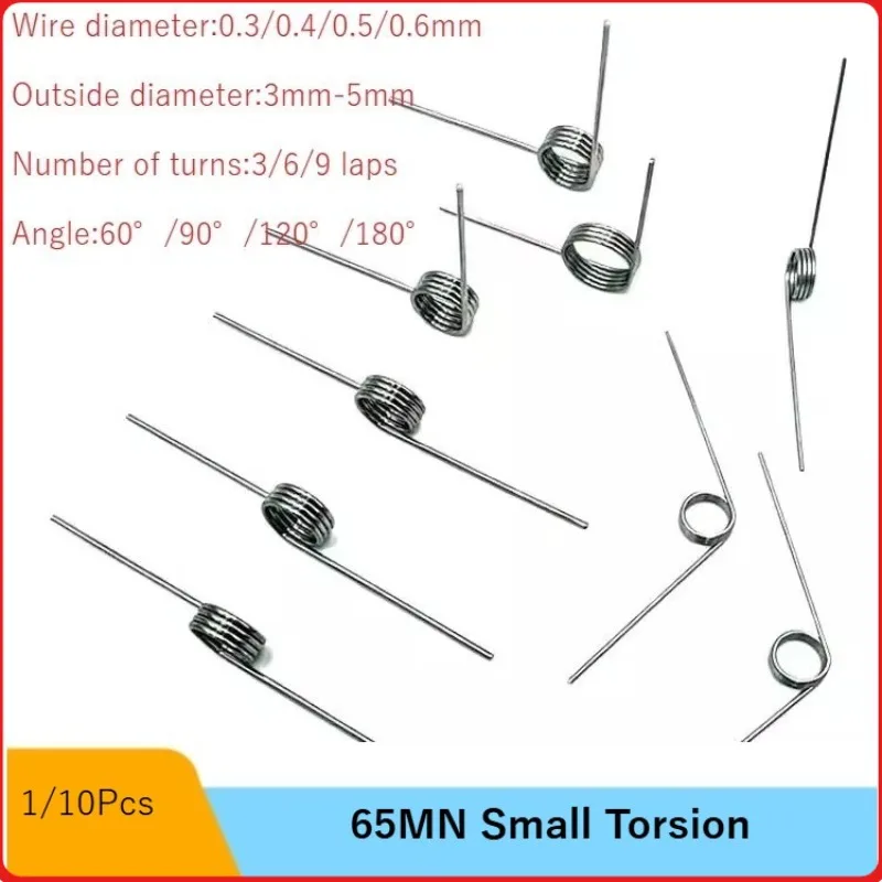 Mola de Torção 65MN 0.3/0.4/0.5/0.6mm 60/90/120/180 Graus para Lixeira Tipo V