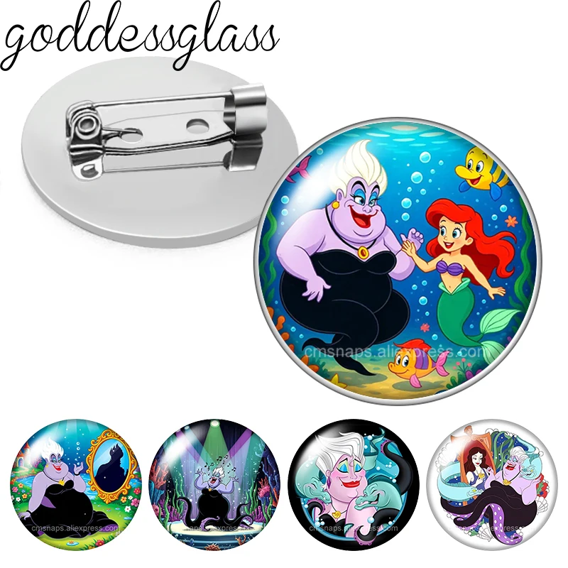 Meerjungfrau-Bösewichtin Ursula Oktopus Cartoon Foto Cabochon Brosche Anstecknadel Tasche Kleidung Denim Jeans Reversnadel Abzeichen Schmuck