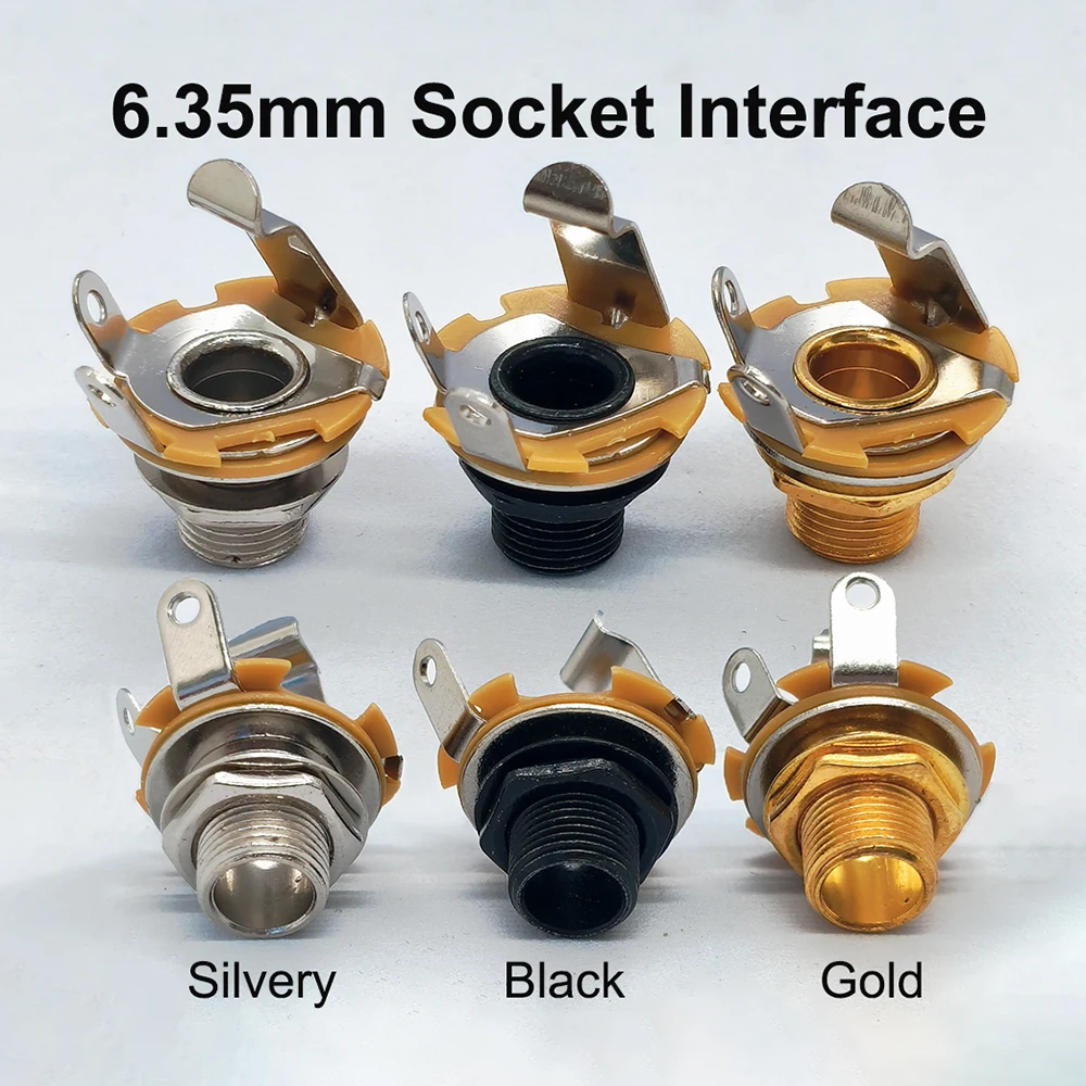 1Pcs 6.35mm 1/4 Inch Audio Jack Plug Connector Musical Instrument Accessories Silver Black Gold Multi-color Optional