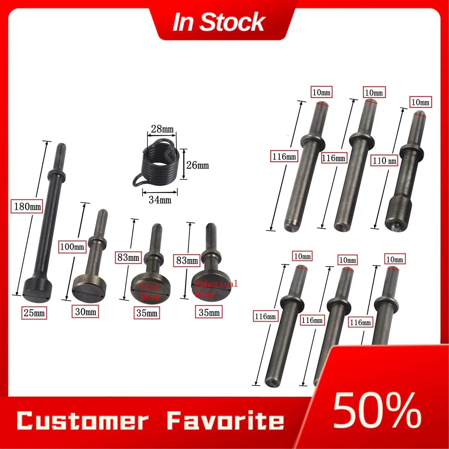 AT03 Top 5 uds martillo de aire Kit de herramientas de brocas de cincel neumáticos y 7 Uds Kit de herramientas de martillo de remache de aire neumático de alisado de servicio