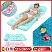 Inflatable Pool Float Lounger with Headrest Inflatable Water Sleeping Bed PVC Swimming Pool Air Mattress for Swimming Pool Party