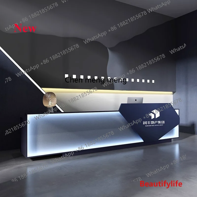 02A Company reception desk Front desk Billiards room checkout page Beauty salon Stainless steel bar counter