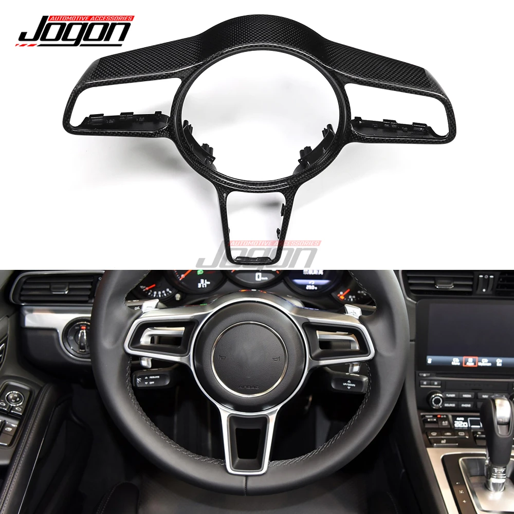 Replacement Carbon Fiber For Porsche 718 2015-2023 Cayenne Car Interior Steering Wheel Frame Cover Trim Protective Accessories