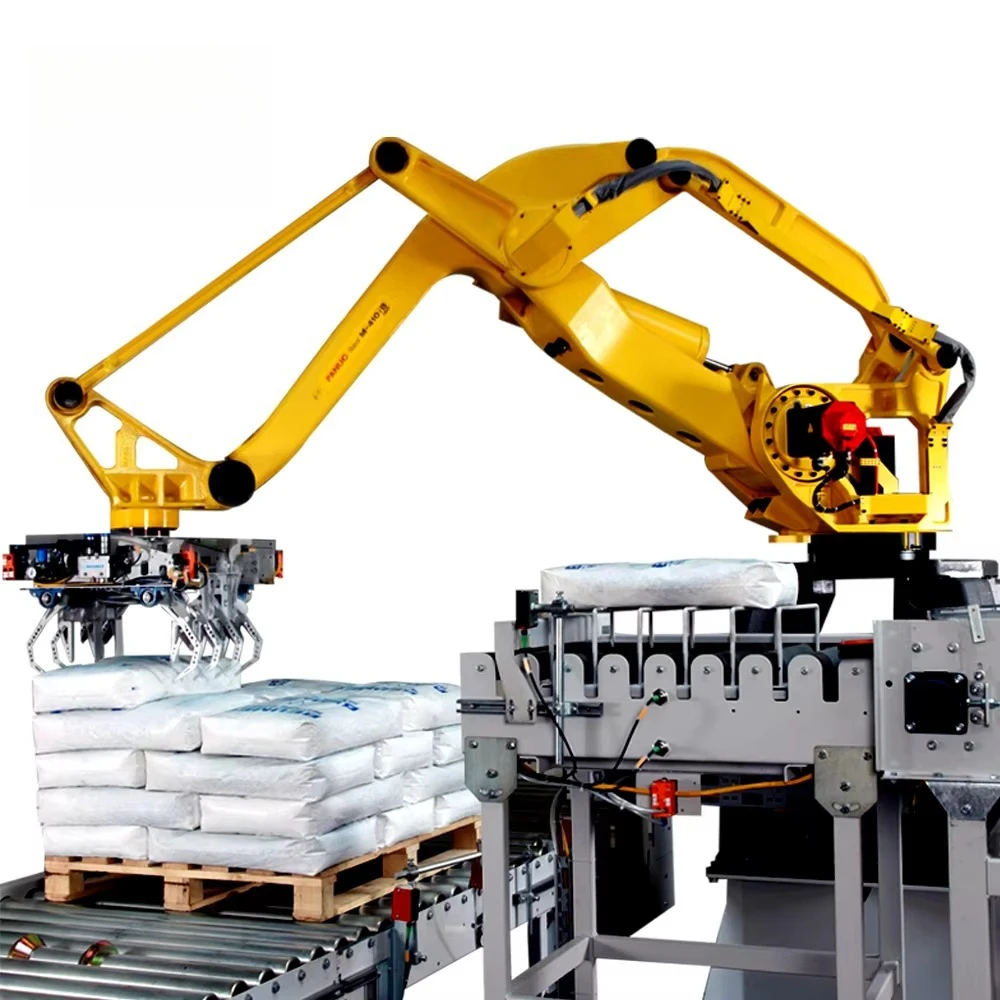 Deposit Price Automatic Brick Stacking Robot 20-60kg Capacity In-line Pallet Bag Palletizing System