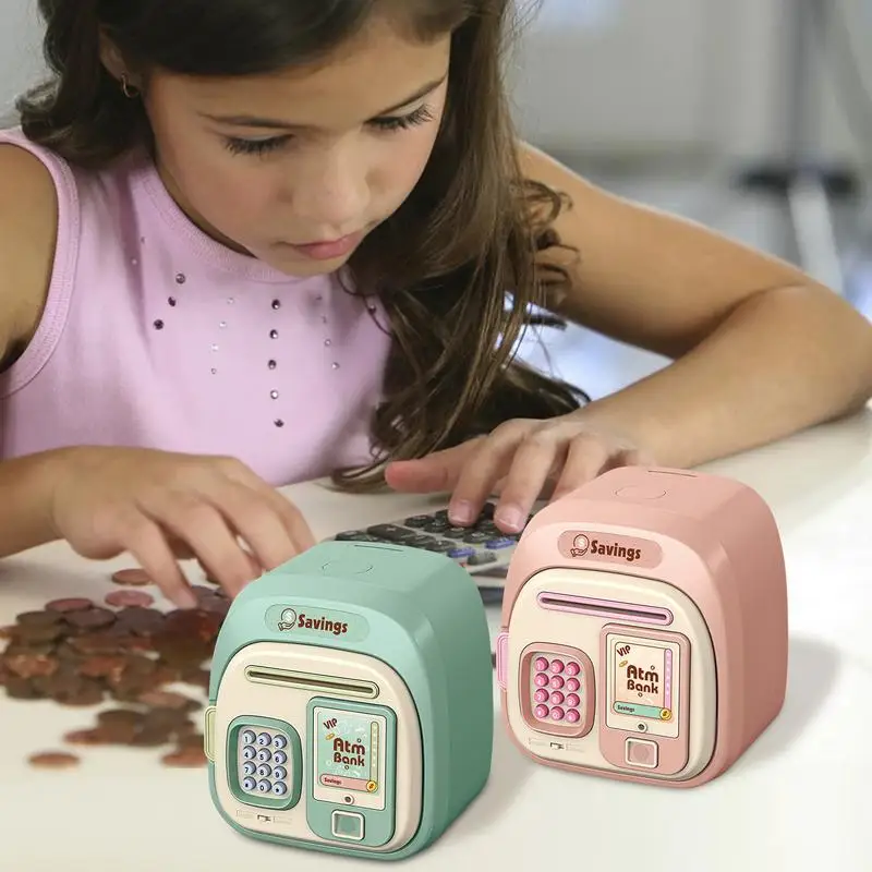 Kids ATM Bank Electronic Kids Money Bank With Password Lock Large Coin Counting Bank Cute Tabletop Bank Toy Saving Money Jar For