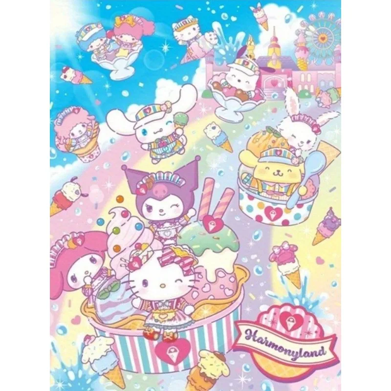 Hello Kitty, My Melody, And Kuromi Diamond Painting Set by Sanrio, Cartoon Mosaic Art, Charming Rainbow-Themed Gift Room Decor