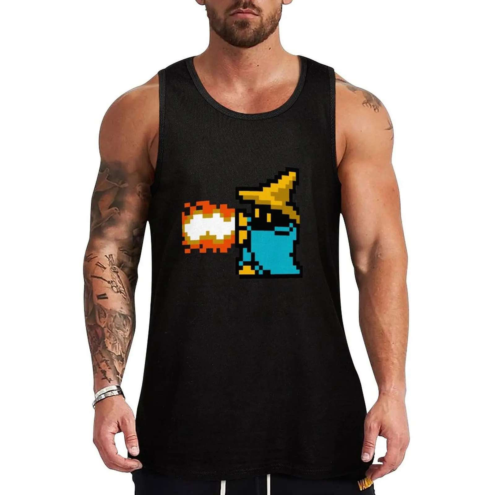 

8 Bit Black Mage Tank Top Athletic Sleeveless Shirt Gym Workout Quick Dry Tank Top