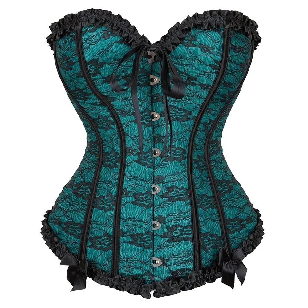 Overbust Corset Lace Up Waist Bustier Top Black White Purple Beige Brown Red Orange Green Blue Elegant Basques Corselet