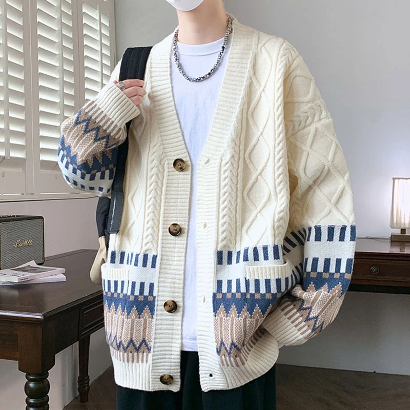 Men's Winter Christmas Knit Cardigan V-Neck