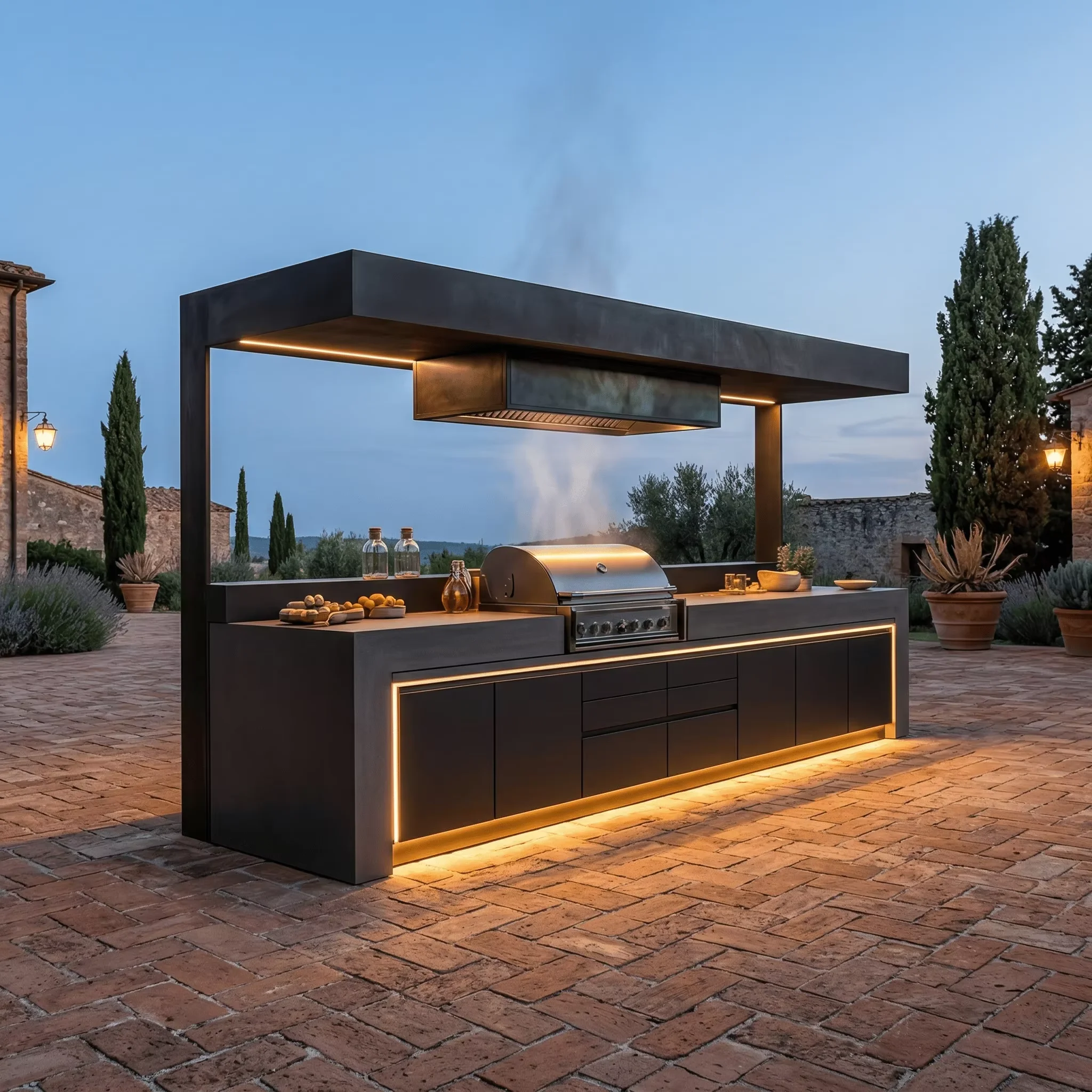 FOODLINE Outdoor Kitchen Grill Base With Caster Wheels Removable For Flexible Backyard Use