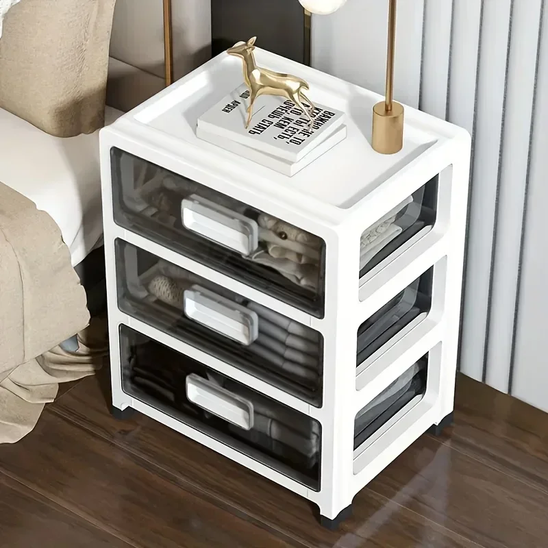 Heavy-Duty Plastic Storage Drawer Cabinet with Casters - Clear, Office File Organizer for Under Desk, Plastic Structure