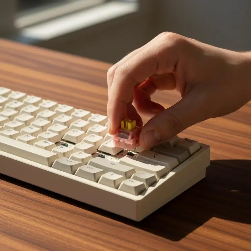 Outemu Hot Swap Mechanical Switches 10Pcs 5Pin POM Silent Peach V3 Lemon Mute Switches for Office Keyboard