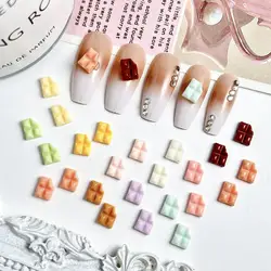 60PCS Mini Colorful Chocolate Resin Nail Charms Cute Luminous Glossy Notch Chocolate Nail Art Decorations DIY Nails Accessories