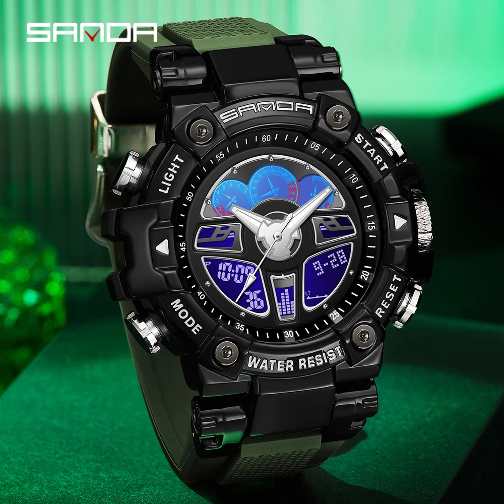 2023 SANDA 3156 Sports Military Men\'s Watches Luxury Digital Watch 50M Waterproof Quartz Wristwatch for Male Relogios Masculino