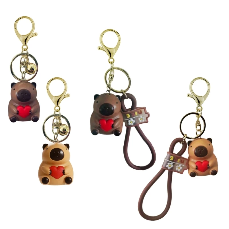 Sound Emitting Capybara Keyring Hanging Ornament Voice Activated Animal Pendant Keychain Stylish Bag Accessory for Her