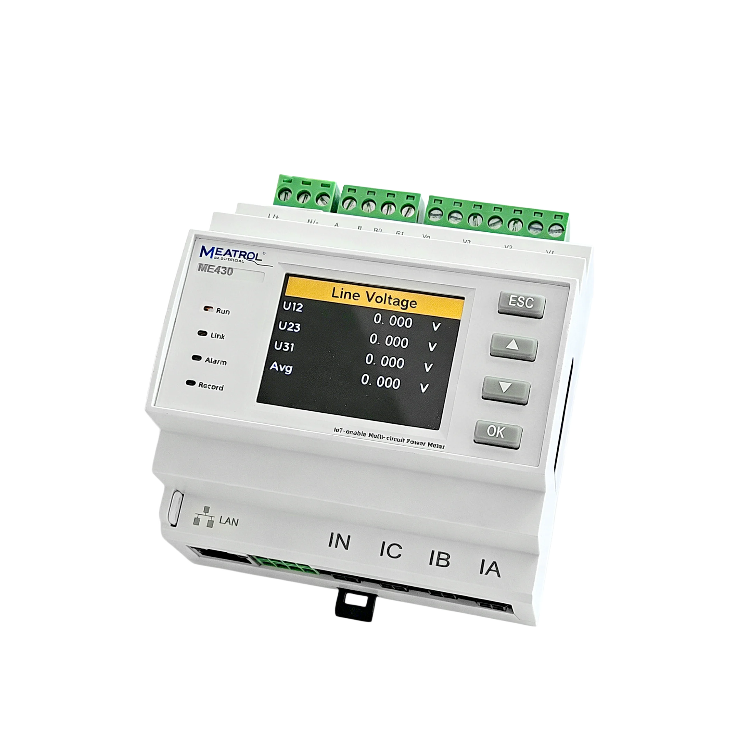 ME430 Power Meter- LAN Static IP Default 192.168.1.31 with Configurable Subnet and Gateway