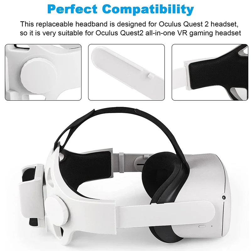 Adjustable Head Strap Compatitable for Oculus Quest 2 Accessories Enhanced Head Strap Headband for Oculus Quest 2 VR Accessories