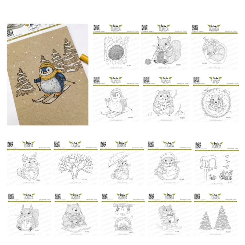 Hollowed Reindeer Christmas Cat Penguin Mailbox Bear Silicone Stamps Metal Cutting Dies Scrapbooking Make Photo Album