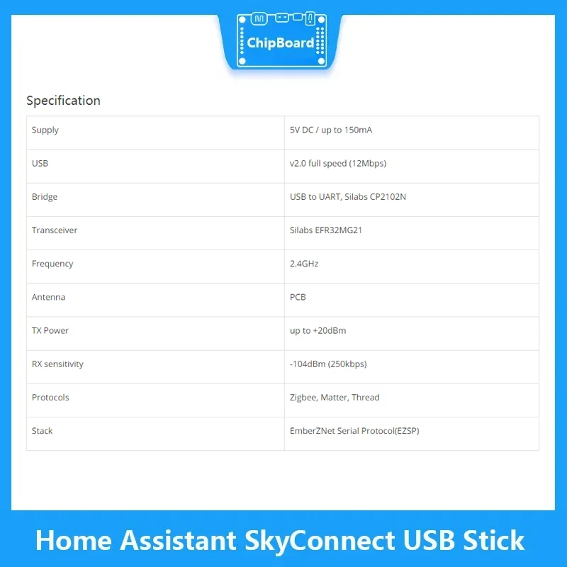 Home Assistant SkyConnect USB Stick - compatible with Zigbee/Thread/Matter, ideal for Smart Home