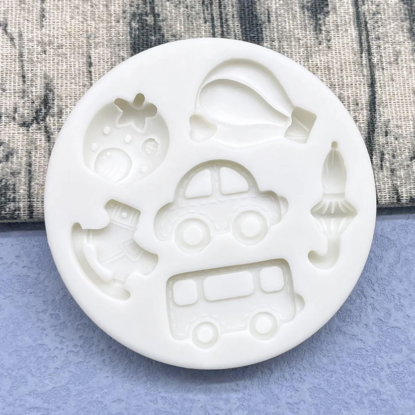 Car Bus Rocking Horse Hot Air Balloon Baby Series Silicone Sugarcraft Mold Cupcake Baking Mould Fondant Cake Decorating Tools