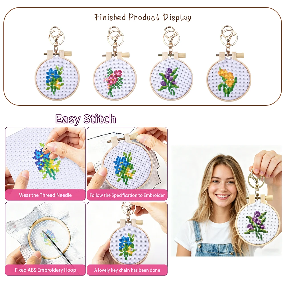 Embroidery Backpack Kit - 1 세트 16pc DIY 크로스 키트