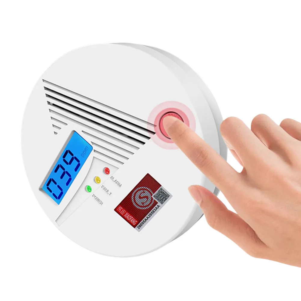 Smoke and Carbon Monoxide Detector Alarm with LEDs CO Detector Battery Powered Low Battery Indicator LCD Display for Home Hotel