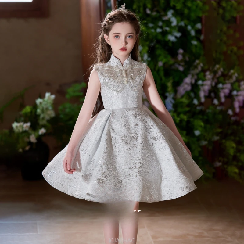 

Wed Dress 2025 г., детское короткое платье принцессы для девочек, детская одежда, наряд для выступлений на фортепиано, официальная праздничная одежда, костюм