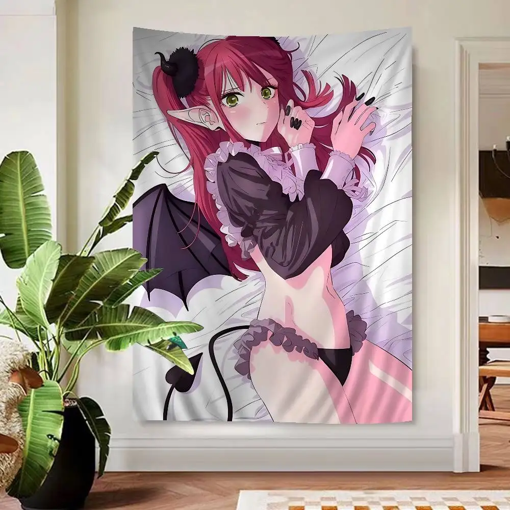 My Dress-Up Darling Marin Kitagawa Demon Girl Anime Wall Tapestry Red Hair Elf Ears Gothic Design Bedroom Decor Hanging Artwork