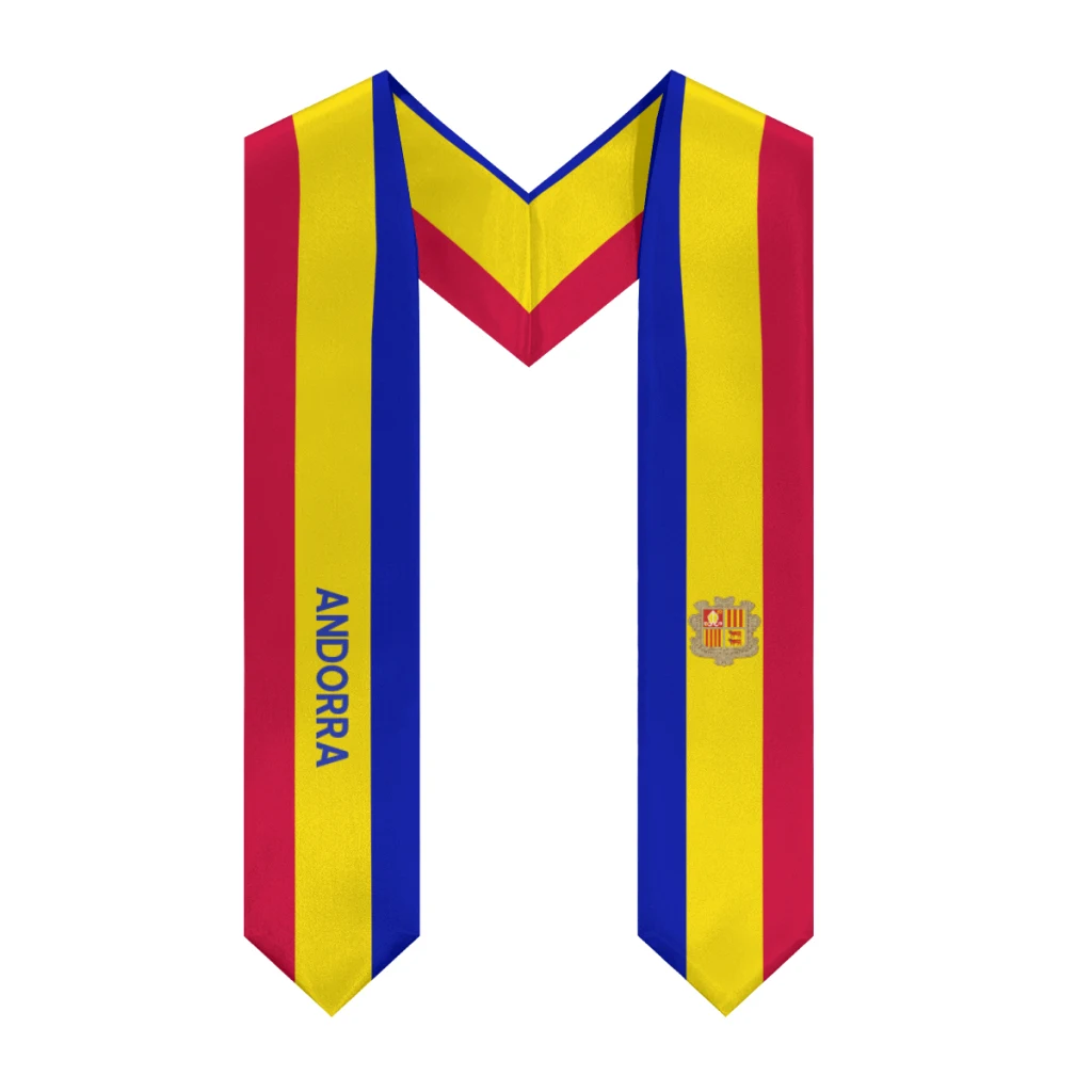 More design Graduation shawl Andorra & United States Flag Stole Sash Honor Study Aboard International Students
