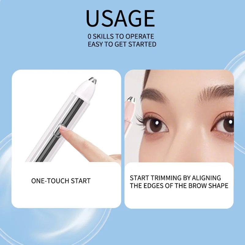 Penna per trimmer sopracciglia elettrica ricaricabile tramite USB per donna, rimozione dei peli del sopracciglio di precisione indolore, strumento di rasoio per rasoio per sopracciglia sicuro