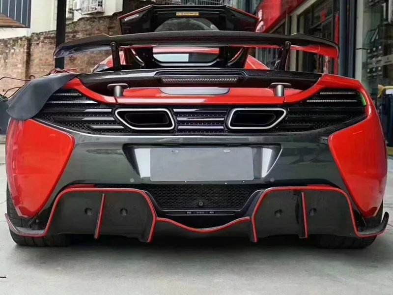 Suitable for McLaren 12C-MP4 650S Retrofit and Upgrade 675LT Style Real Carbon Fiber Rear Bumper Lip Rear Diffuser view 6