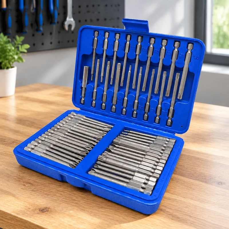 Comprehensive 50-Piece Screwdriver Set Featuring 75mm Safety-Grade Torx and Hex Bits, Organized for Easy Use