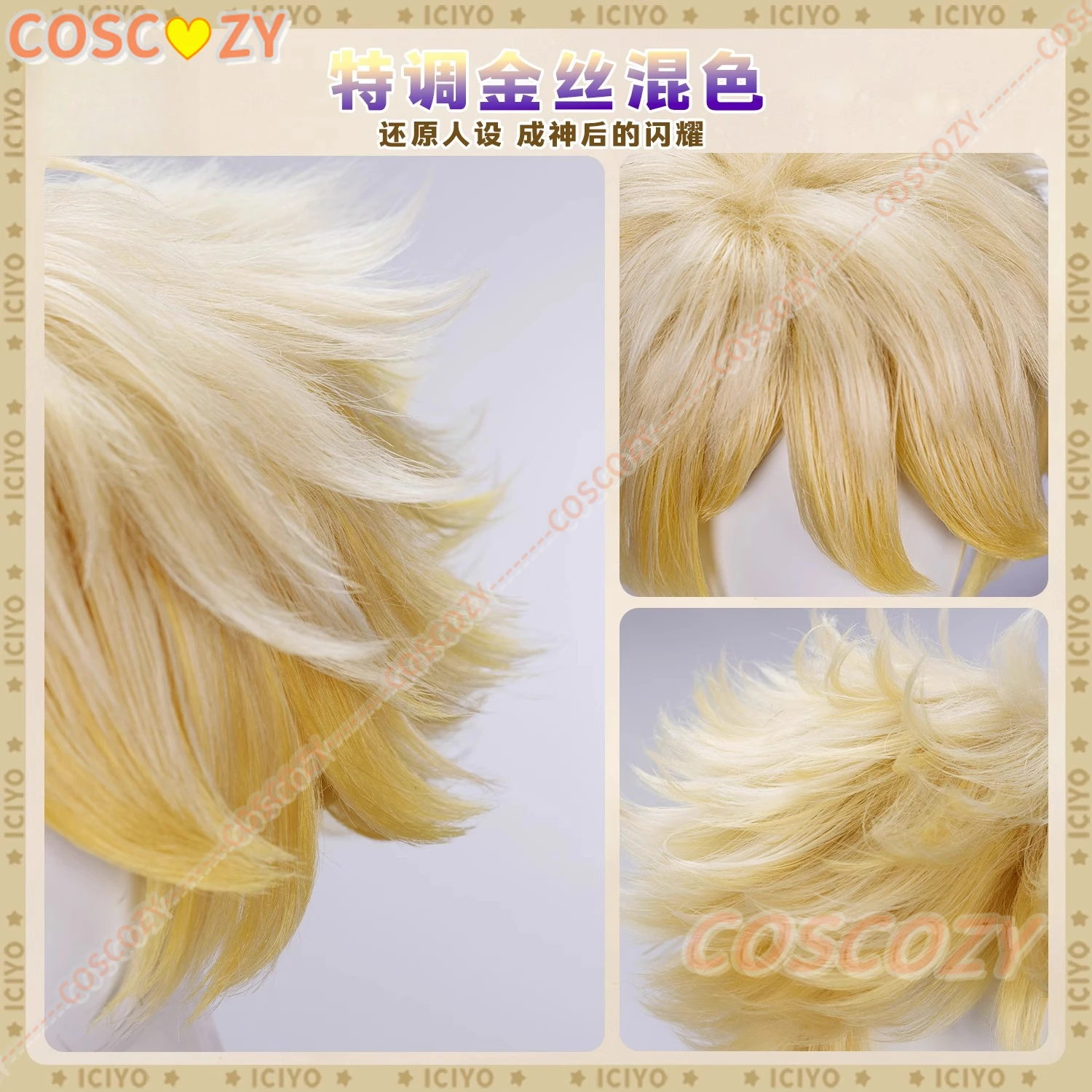 Jogo honkai: star rail phainon peruca cosplay chefe phainon 32cm dourado cabelo curto festival festa de halloween adereços para mulheres homens